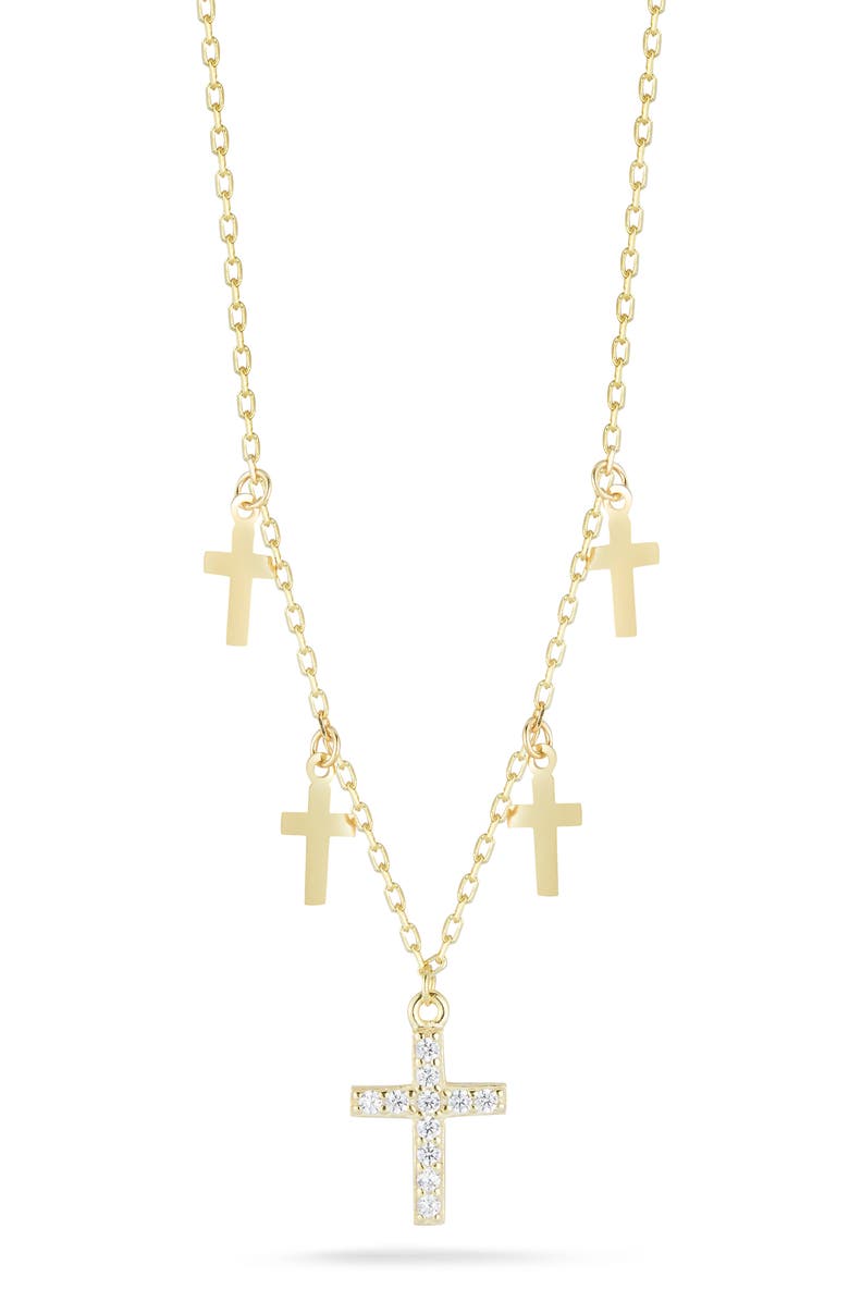 GLAZE JEWELRY Cross Charm Necklace, Main, color, Gold