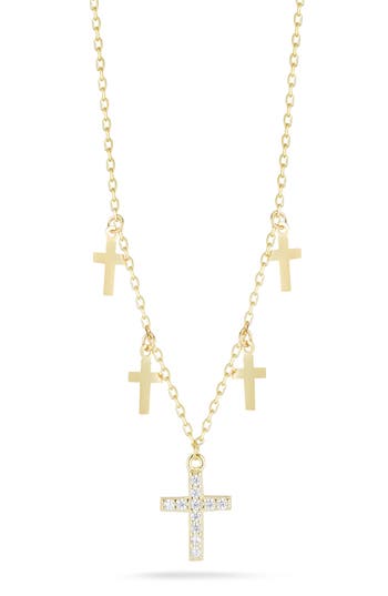 Glaze Jewelry Cross Charm Necklace In Gold