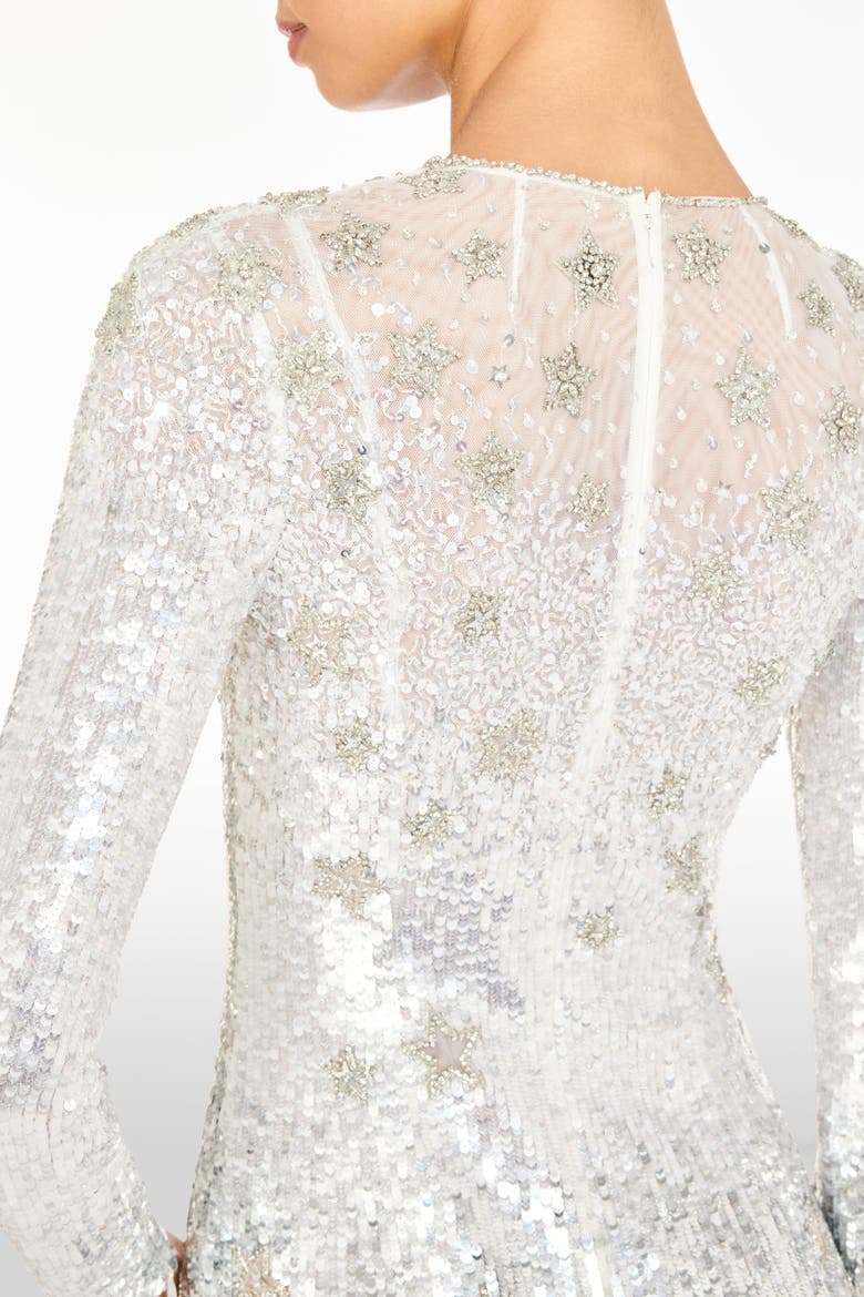Alexis Star Sequin Embellished Mini Dress, Alternate, color, Ivory