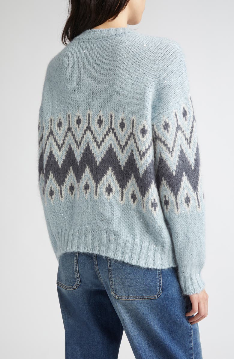 Eleventy Sequin Embellished Fair Isle Alpaca & Mohair Blend Sweater, Alternate, color, 