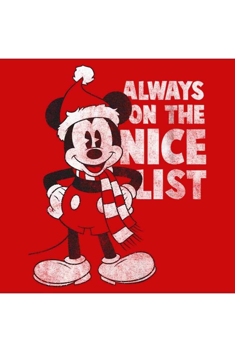 Boy's Mickey & Friends Christmas Always on the Nice List Mickey  Graphic T-Shirt, Alternate, color, Red