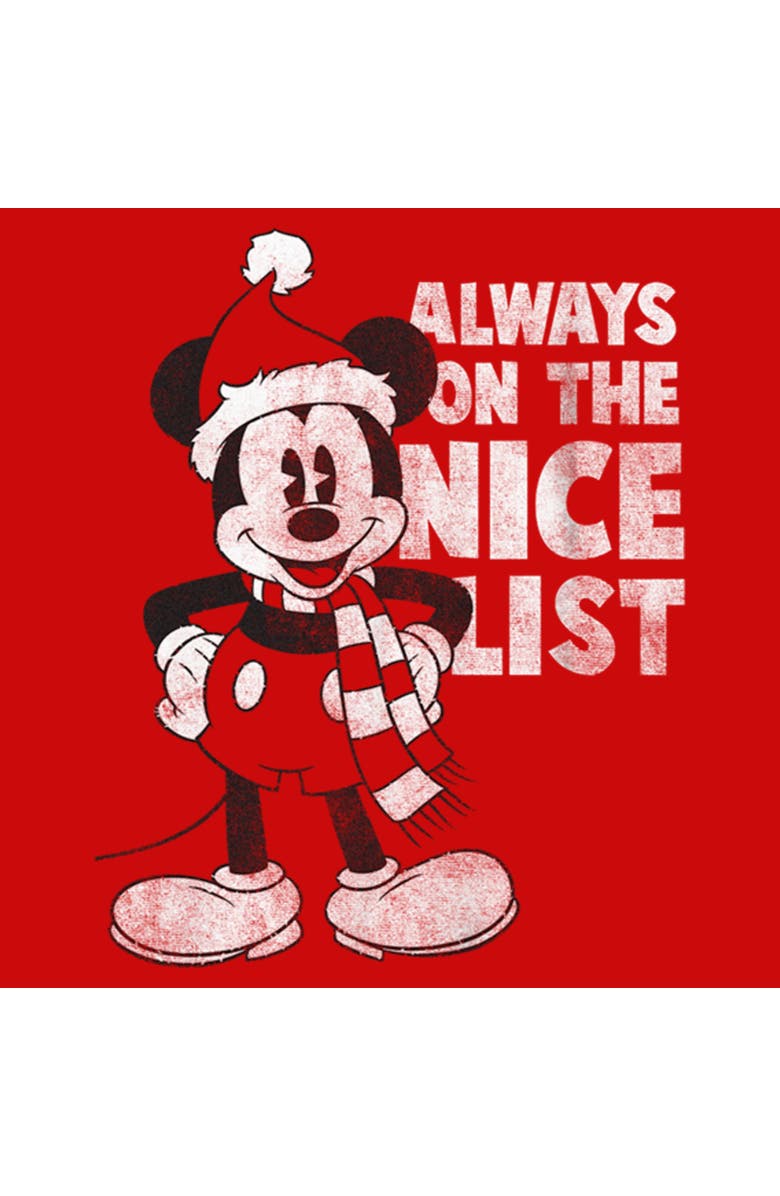 Mickey & Friends Boy's Mickey & Friends Christmas Always on the Nice List Mickey  Graphic T-Shirt, Alternate, color, Red