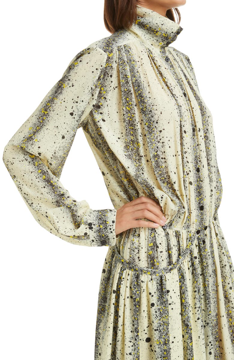 Lemaire Ink Splatter Print Asymmetric Long Sleeve Apron Dress, Alternate, color, 