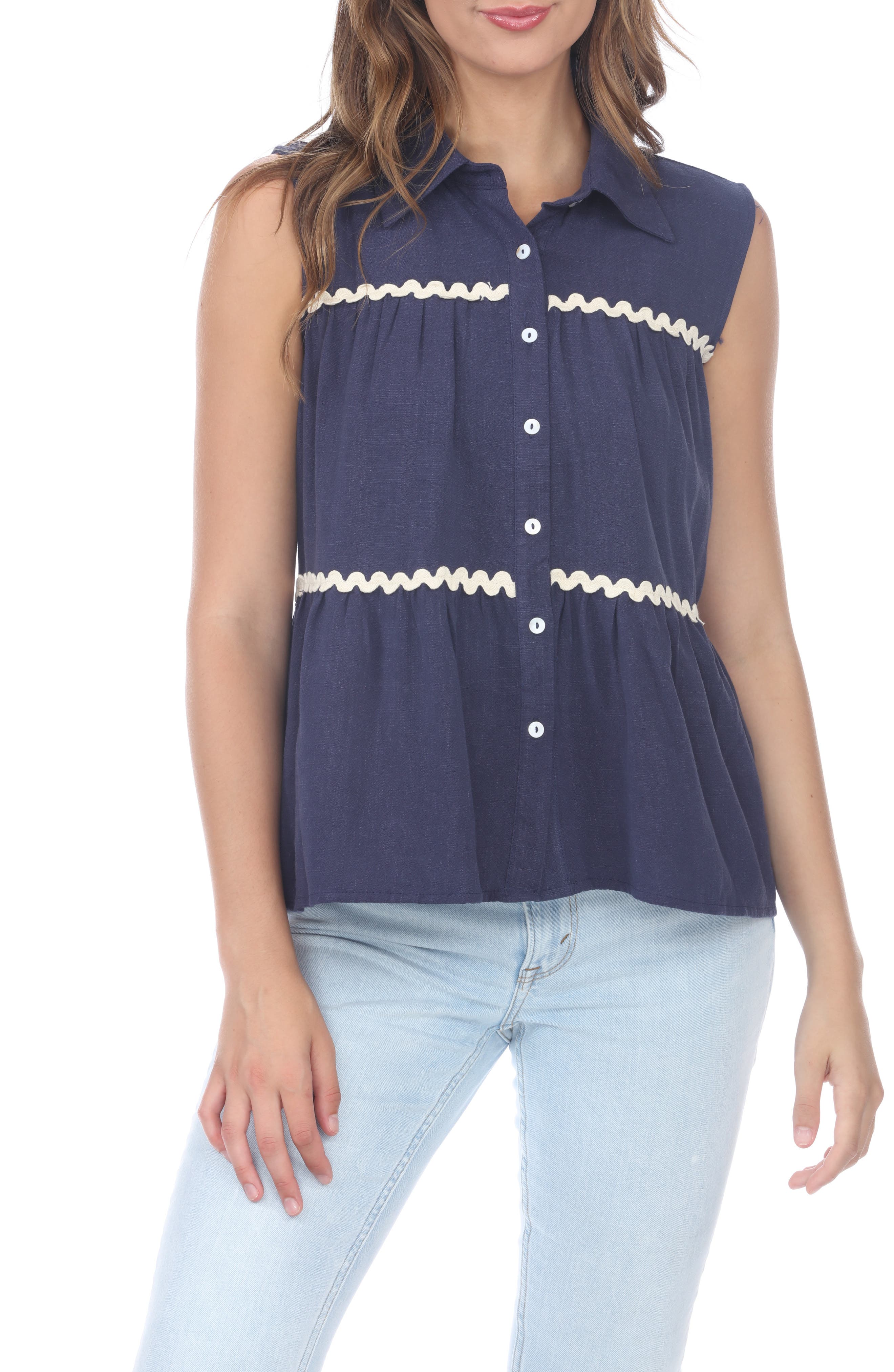 RAIN AND ROSE Ric Rac Tiered Sleeveless Top (Women) | Nordstromrack