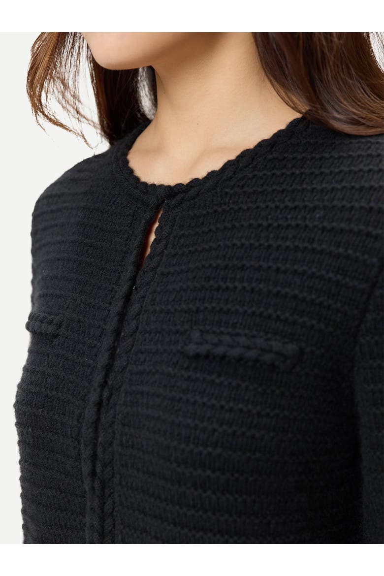 Textured Knit Cashmere Jacket-Style Cardigan, Alternate, color, black