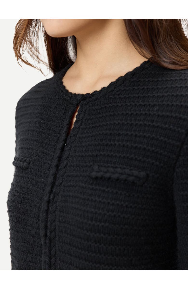 Gobi Cashmere Textured Knit Cashmere Jacket-Style Cardigan, Alternate, color, Black