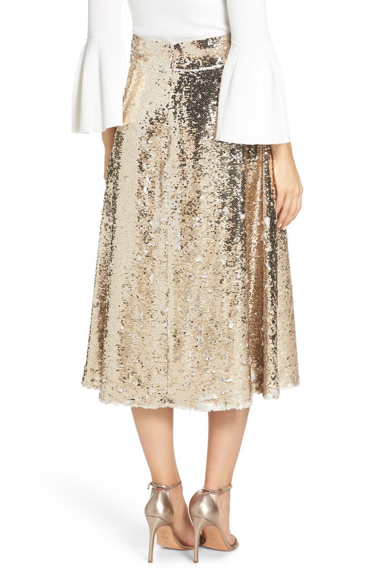 Sequin Embellished A-Line Skirt, Alternate, color, GOLD