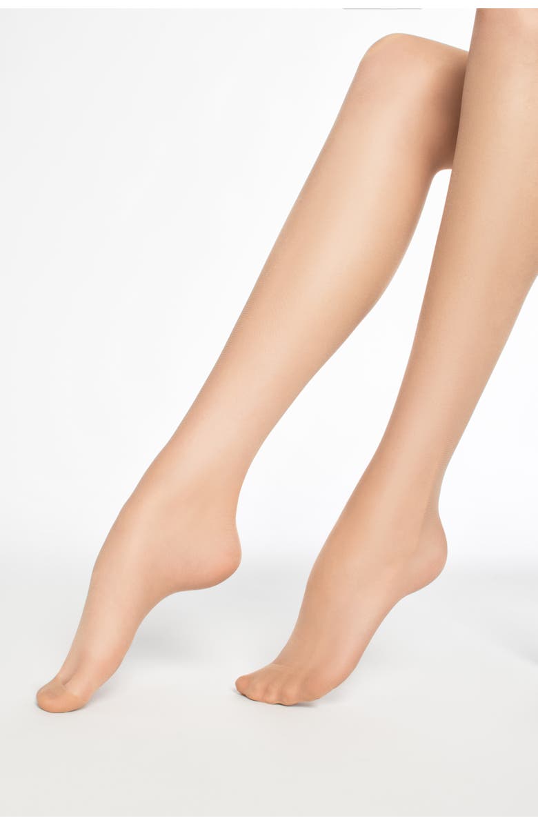 SKYTIGHTS JetSet 40 Denier Sheer Compression Tights Nude Skin Tone and Black Shades, Alternate, color,