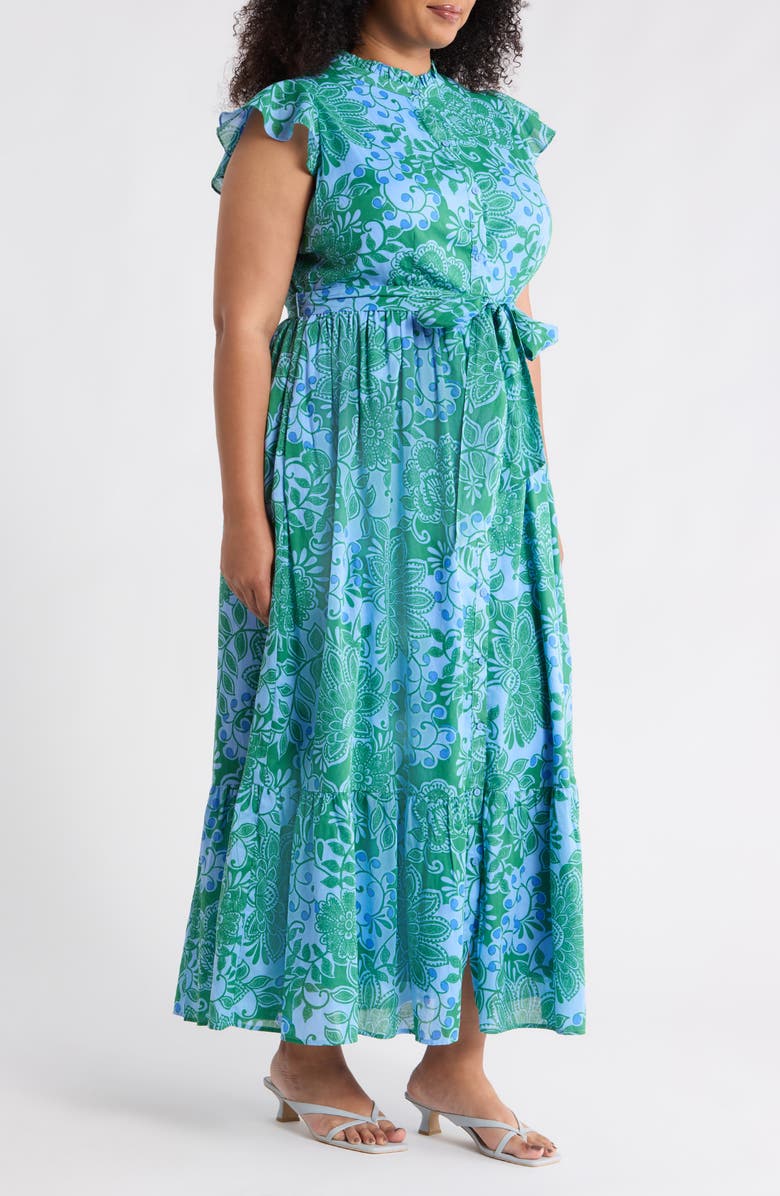 SUGARLIPS Tressa Floral Print Maxi Dress, Alternate, color, Kelly-Blue-Mul