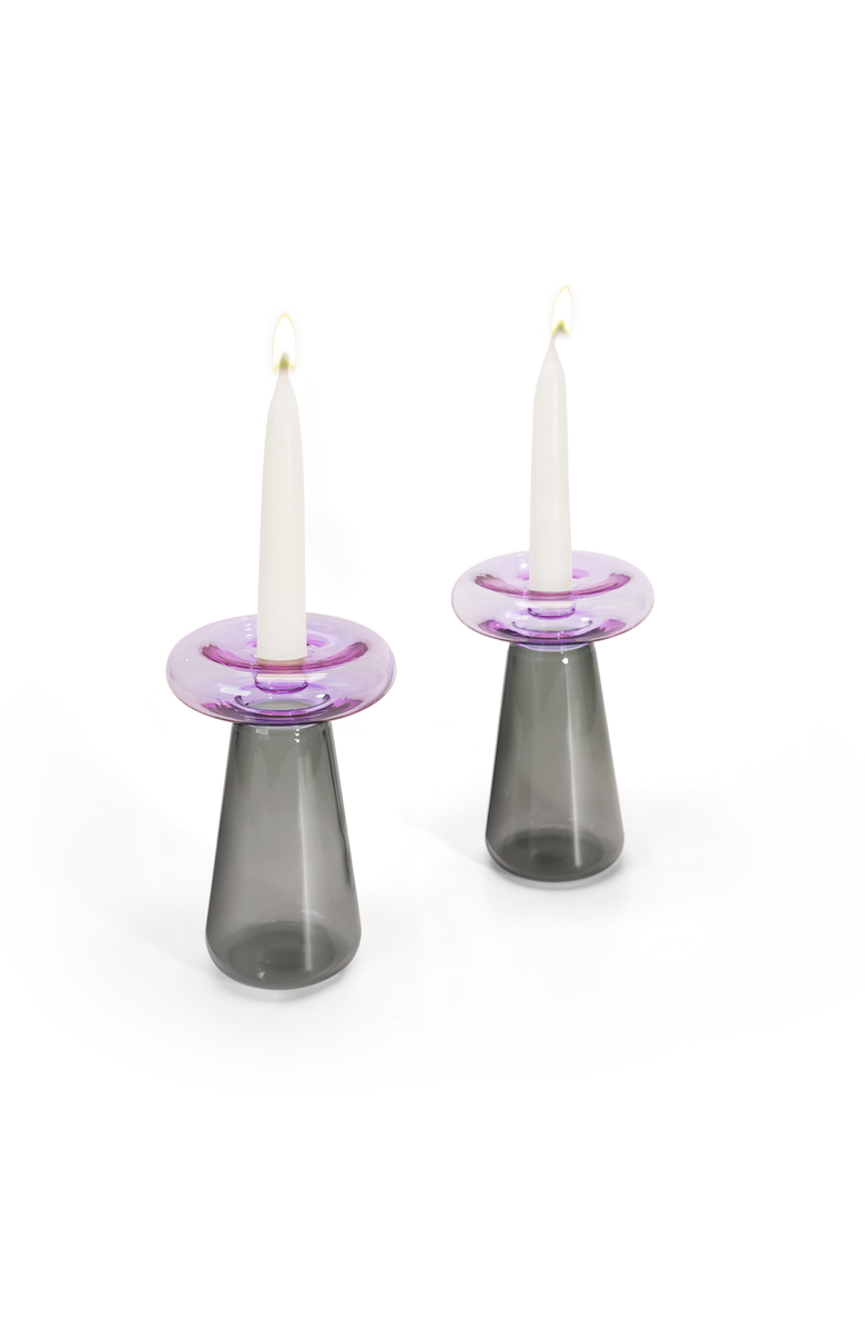 Tchotchke Mushroom Candlesticks, Main, color, Purple + Smoke
