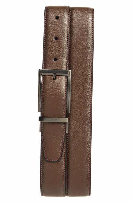 Original Penguin Feather Edge Burnished Leather Belt