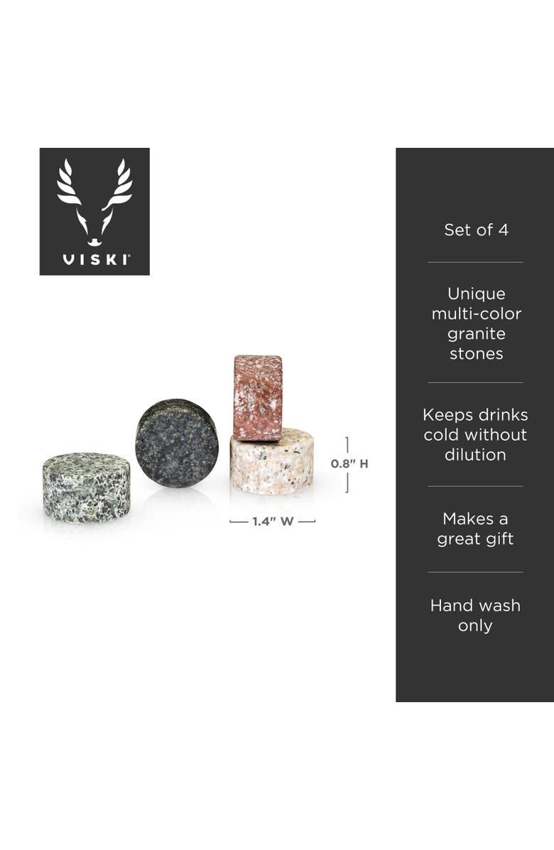 Viski Glacier Rocks Multi-Color Granite Stones Set of 4, Alternate, color, Assorted