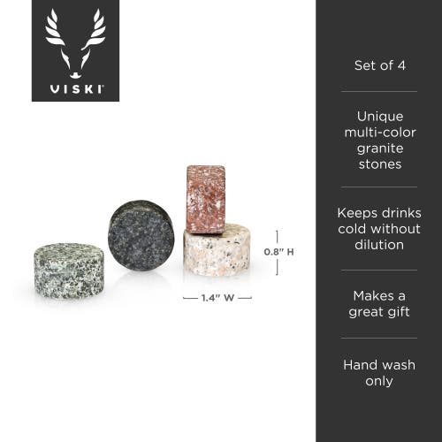 Viski Glacier Rocks Multi-color Granite Stones Set Of 4 In Assorted