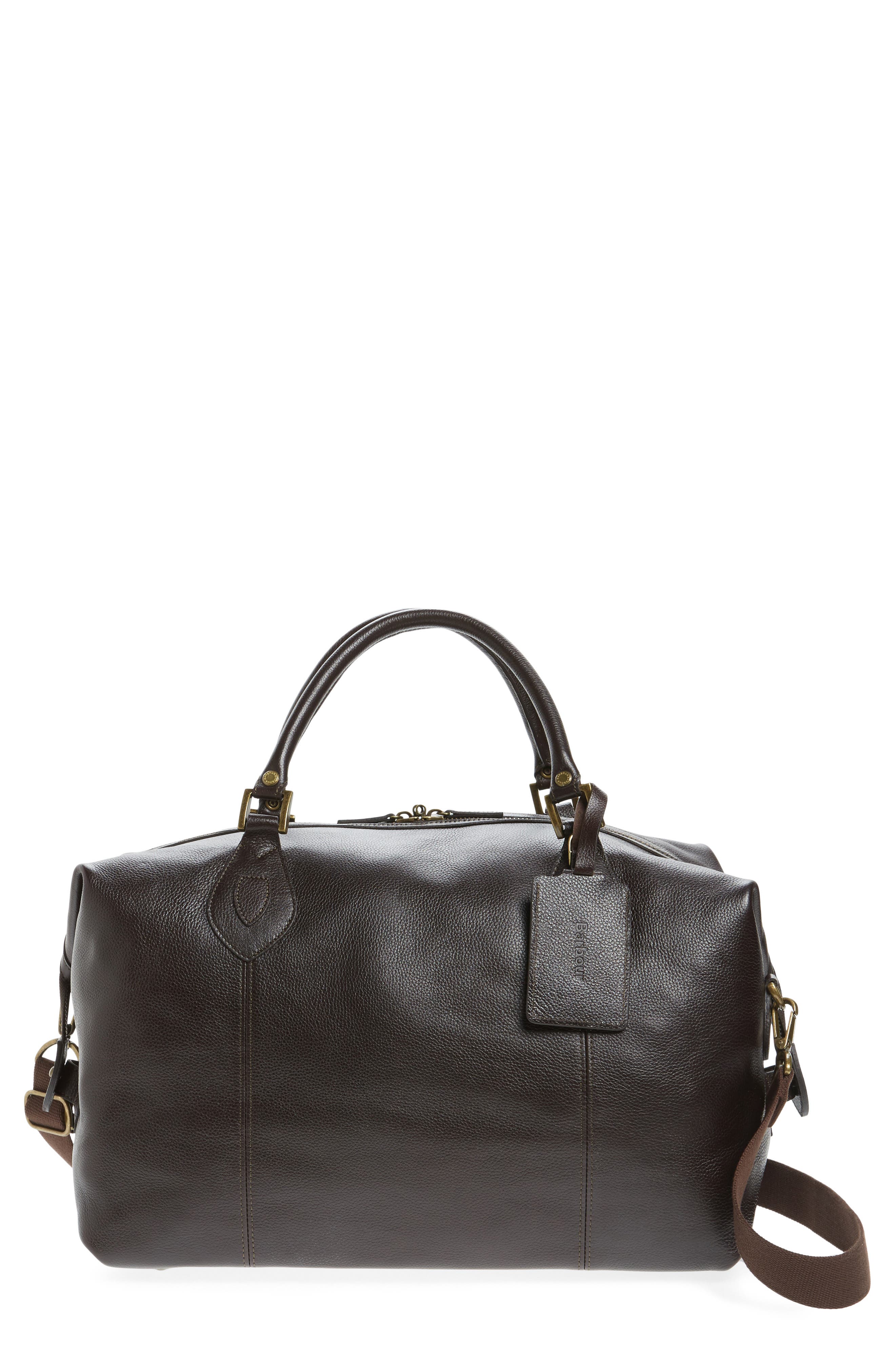 Barbour Leather Travel Bag, Main, color, 