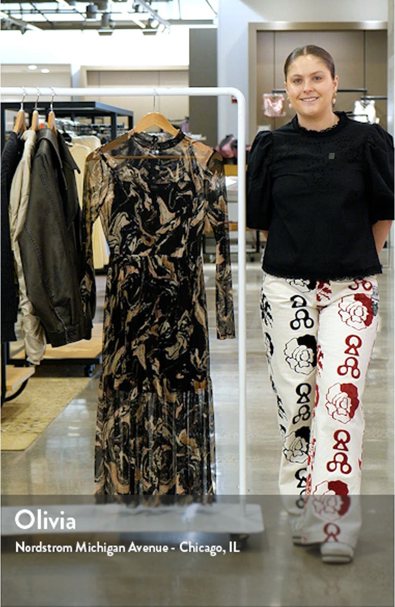 Marble Long Sleeve Mesh Midi Dress, sales video thumbnail