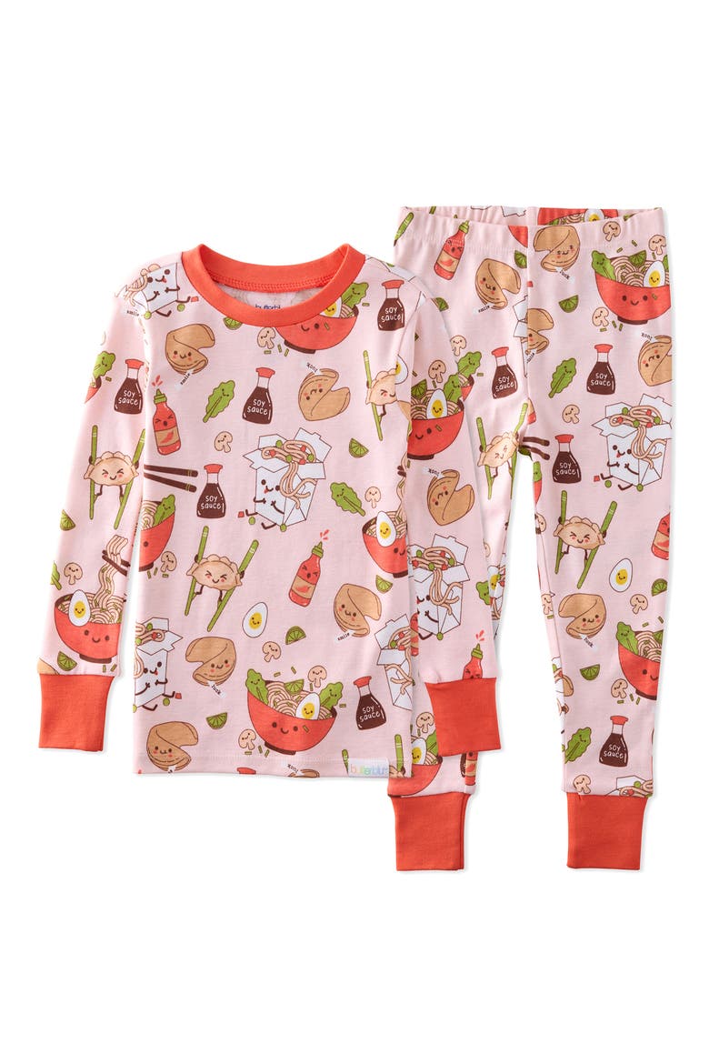 Kids' Zen Fitted Organic Cotton Two-Piece Pajamas, Main, color, PINK DIM SUM FUN