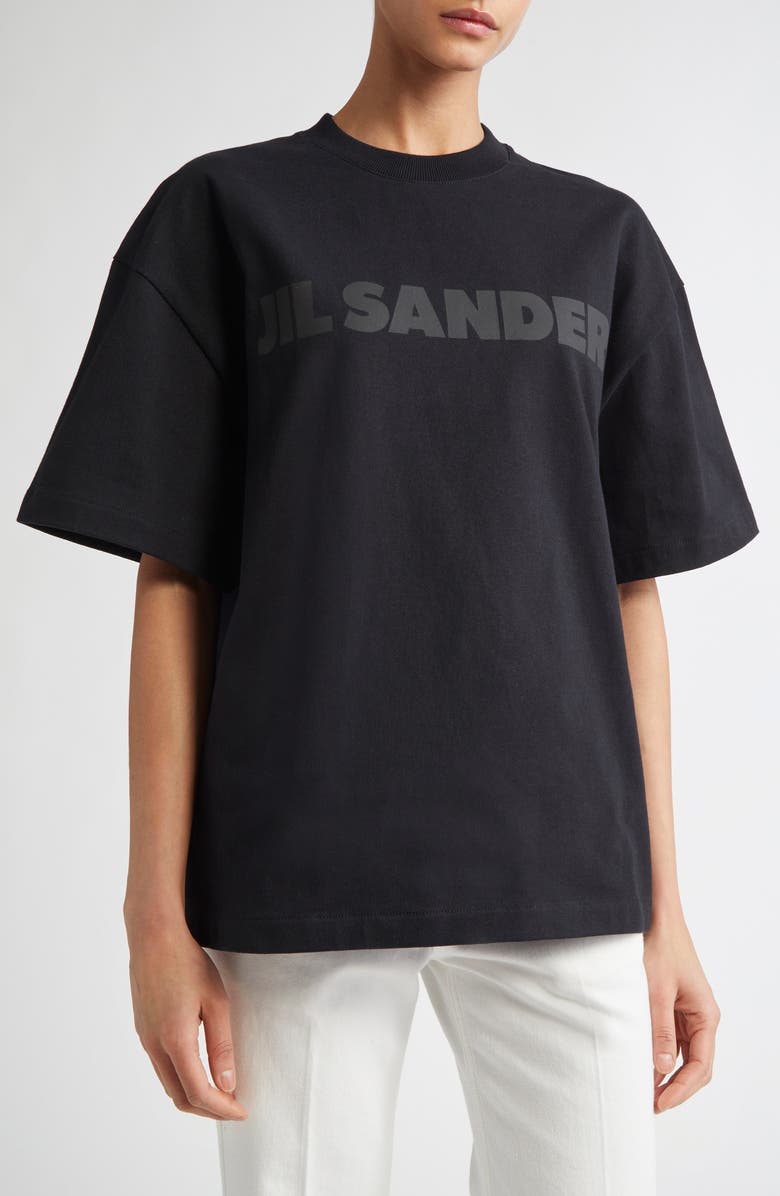 Jil Sander Boxy Logo Graphic T-Shirt, Main, color, Black