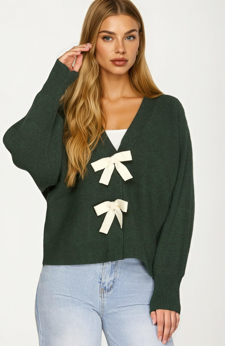 Knit and Lounge Bow Front Knit Cardigan, Main, color,