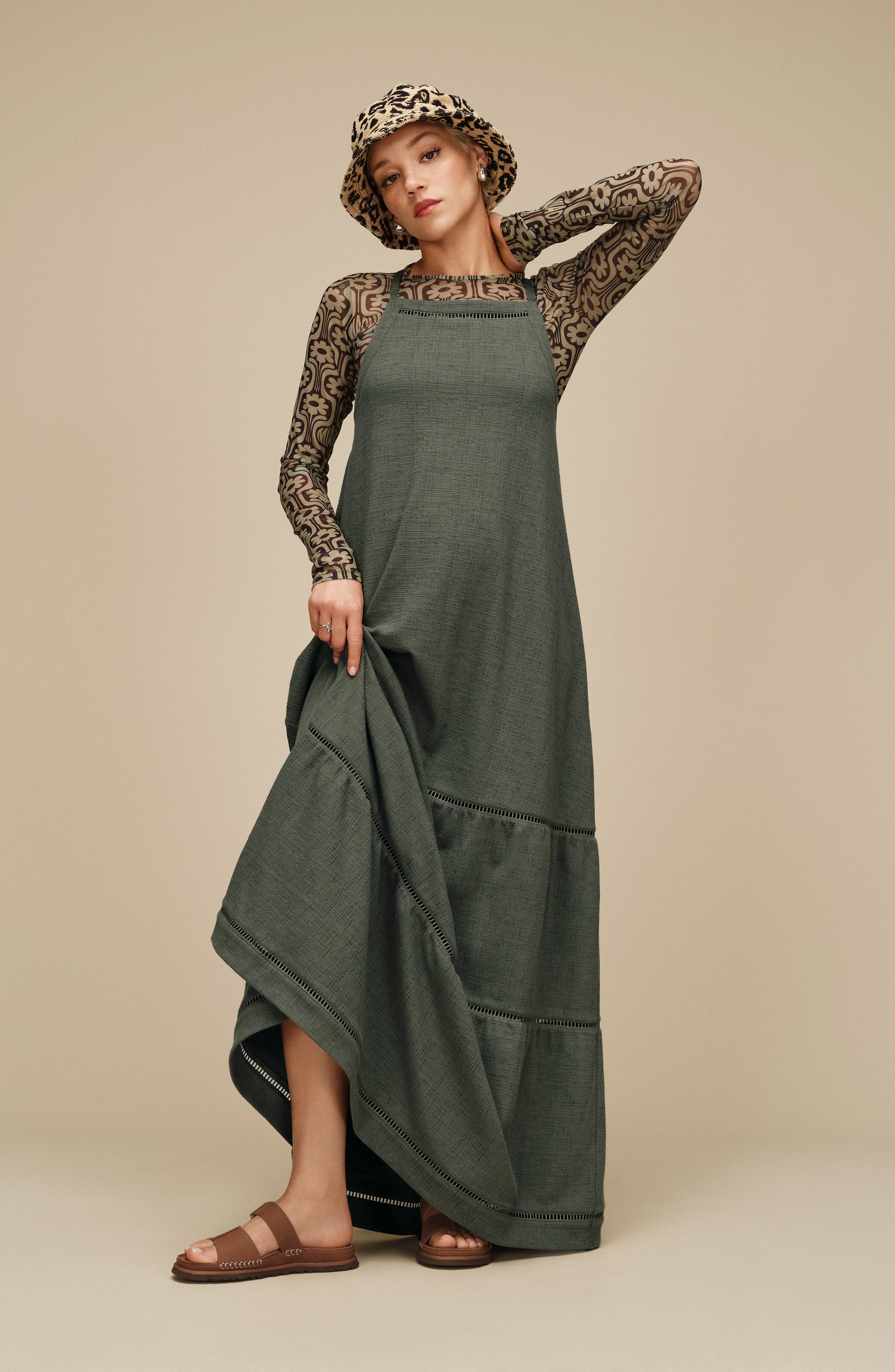 UGG<sup>®</sup> GoldenGaze Slide Sandal, Alternate, color, Dark Chestnut