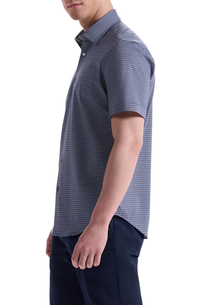 Bugatchi Miles OoohCotton<sup>®</sup> Short Sleeve Button-Up Shirt, Alternate, color, Navy