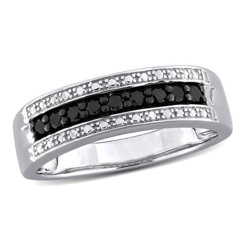 Black Diamond Band Ring Sterling Silver