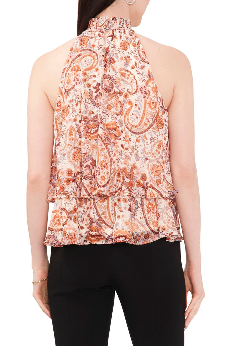 Paisley Print Smocked Halter Neck Blouse, Alternate, color, CREAM MULTI
