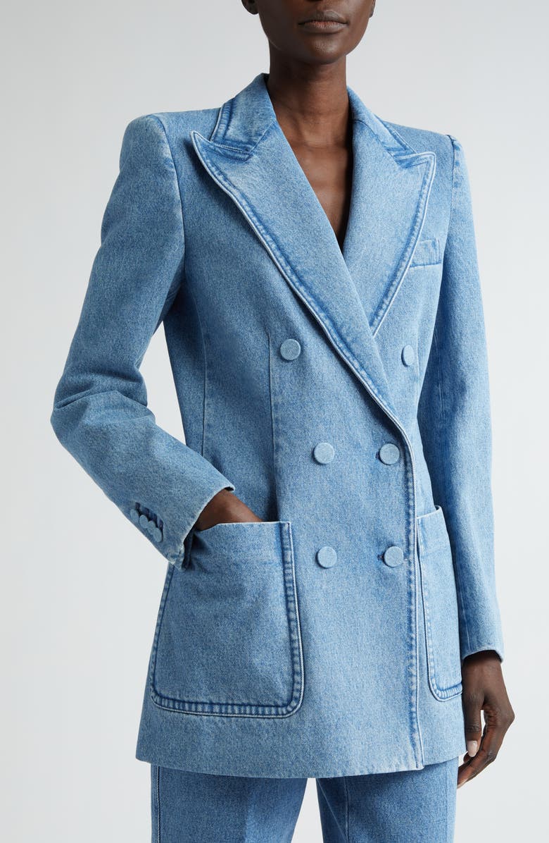 Dries Van Noten Bymee Double Breasted Denim Blazer, Alternate, color, 