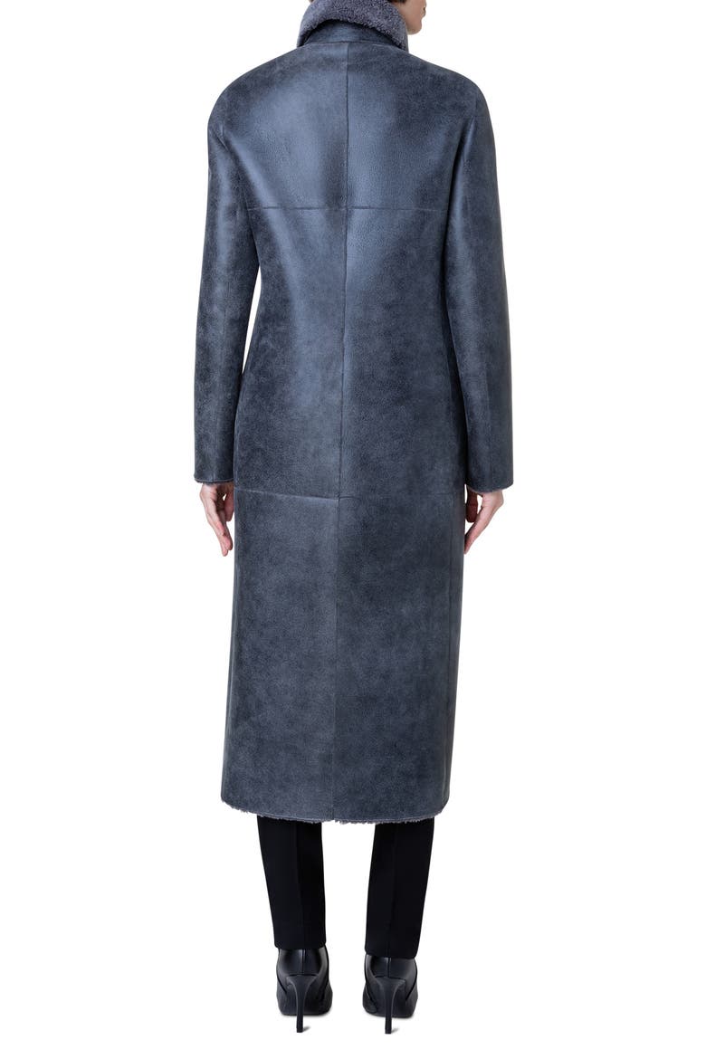 Double Breasted Genuine Shearling Coat, Alternate, color, 881 SLATE