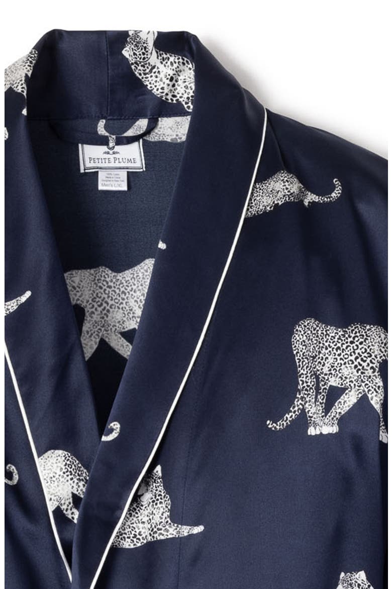 Panthre de Nuit Silk Robe, Alternate, color, NAVY