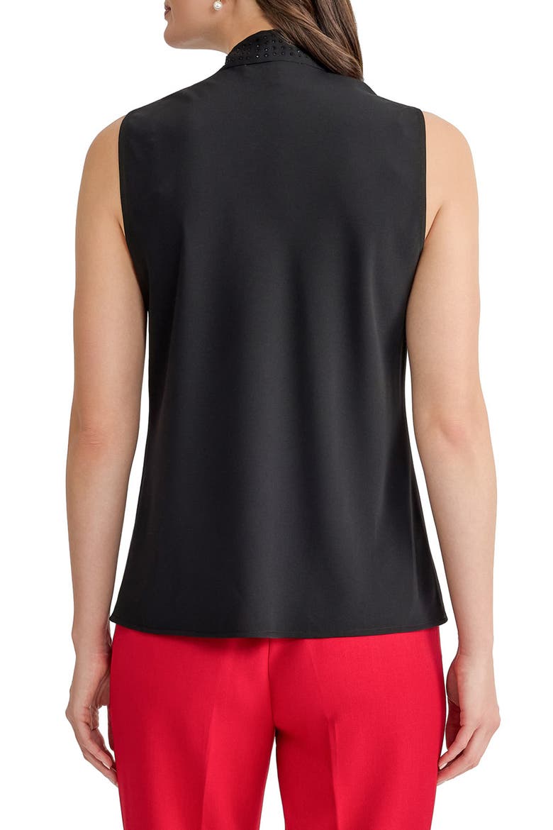 Rhinestone Tie Neck Sleeveless Georgette Top, Alternate, color, BLACK