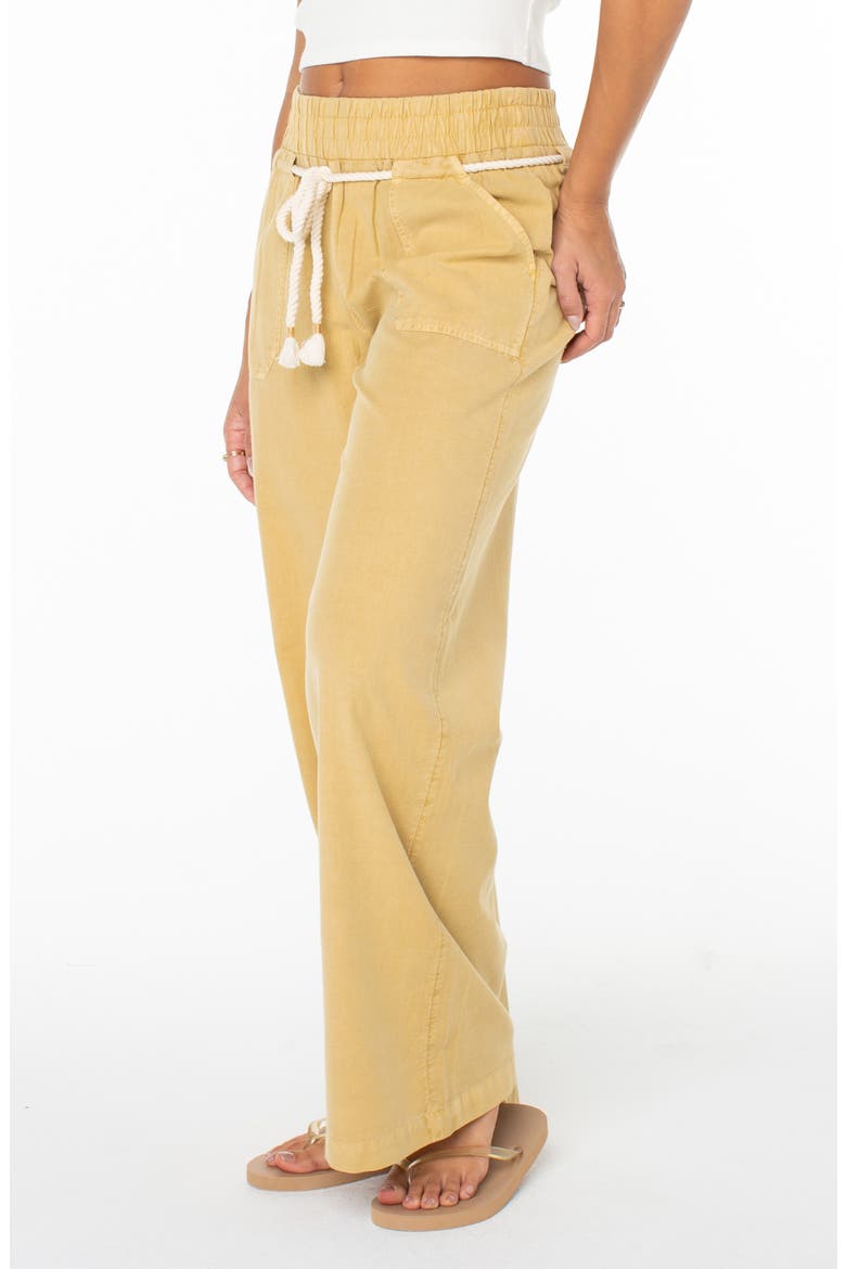 Paddle On Drawstring Cotton & Linen Pants, Alternate, color, CURRY