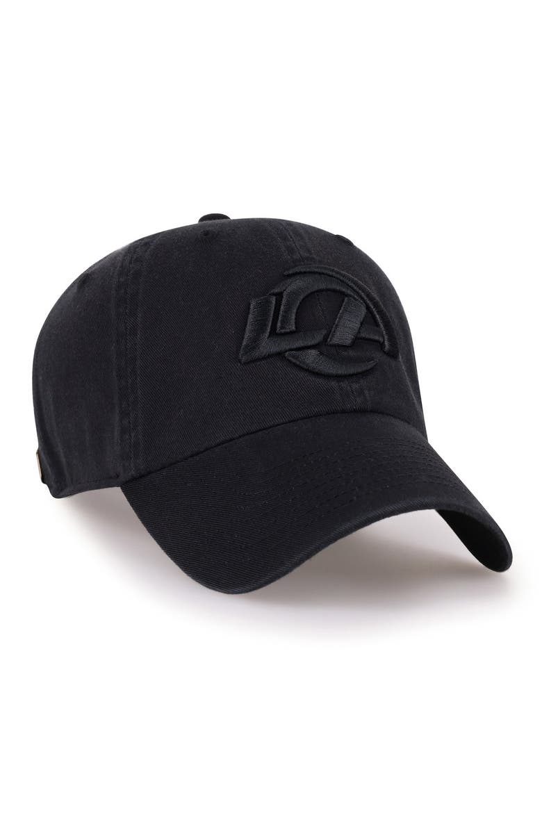 Men's '47  Black Los Angeles Rams Tonal Clean Up Adjustable Hat, Alternate, color, Black