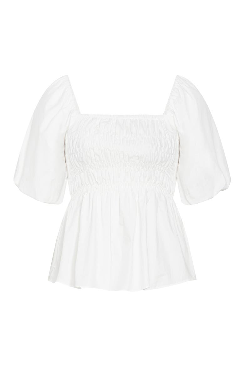 Blaire Smocked Peplum Top, Alternate, color, IVORY