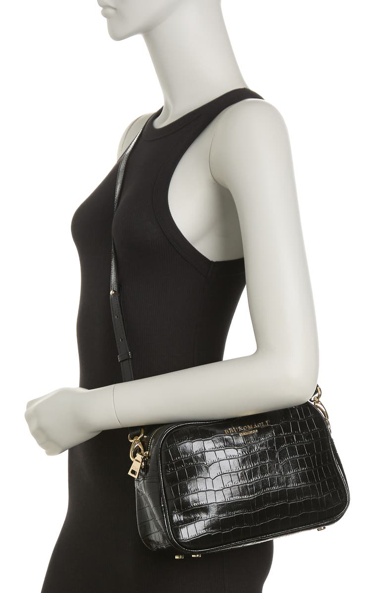 Bruno Magli Croc Embossed Leather Camera Crossbody Bag, Alternate, color, 