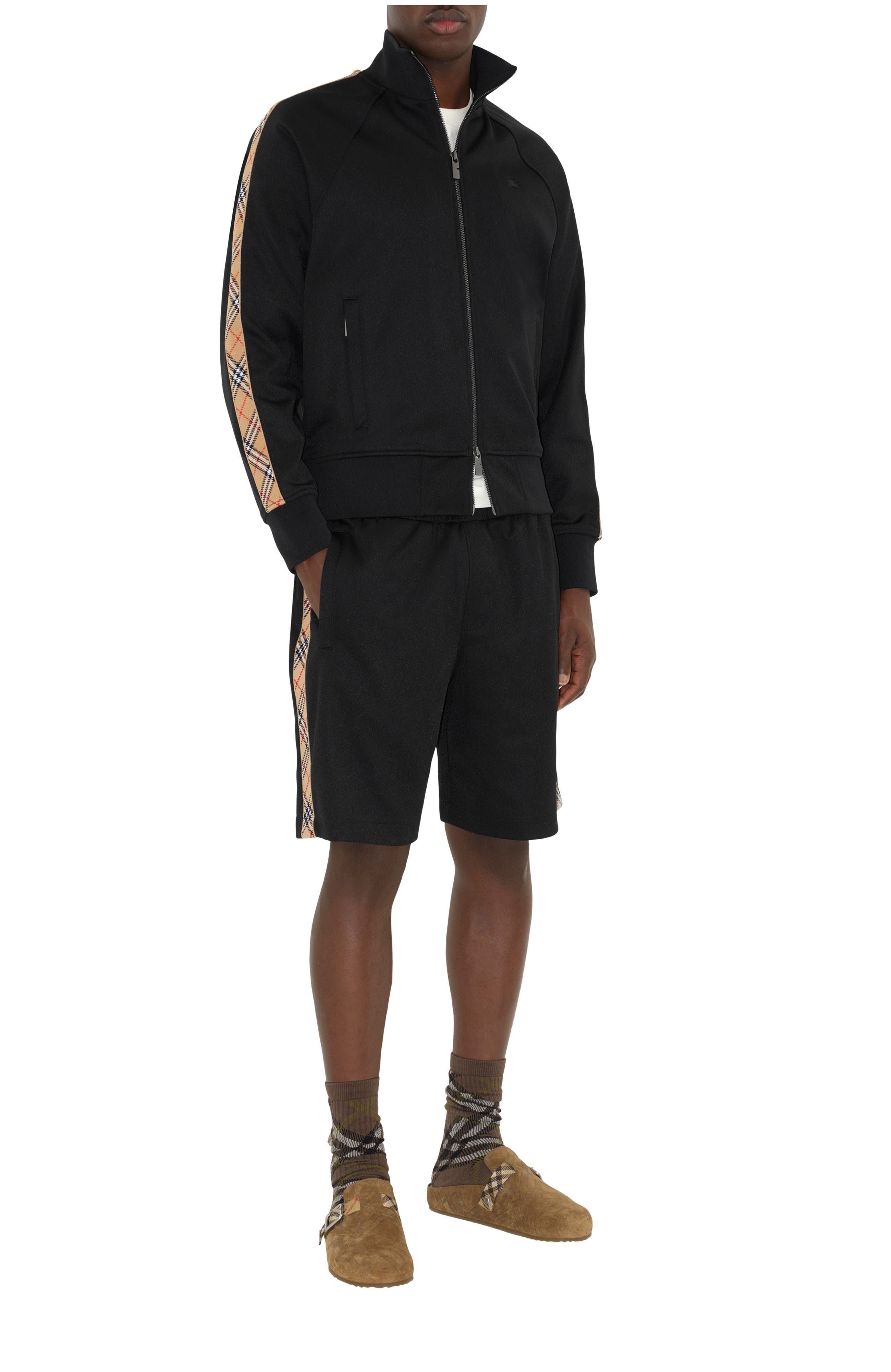 Check Trim Cotton Blend Shorts