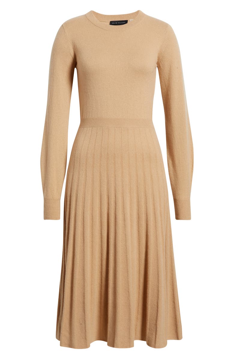 Elie Tahari The Aviva Long Sleeve Cashmere Sweater Dress, Alternate, color, French Beige