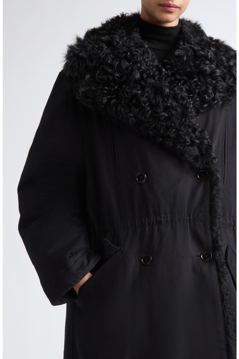 Genuine Shearling Lined Cotton Coat, Alternate, color, WASHED BLACK