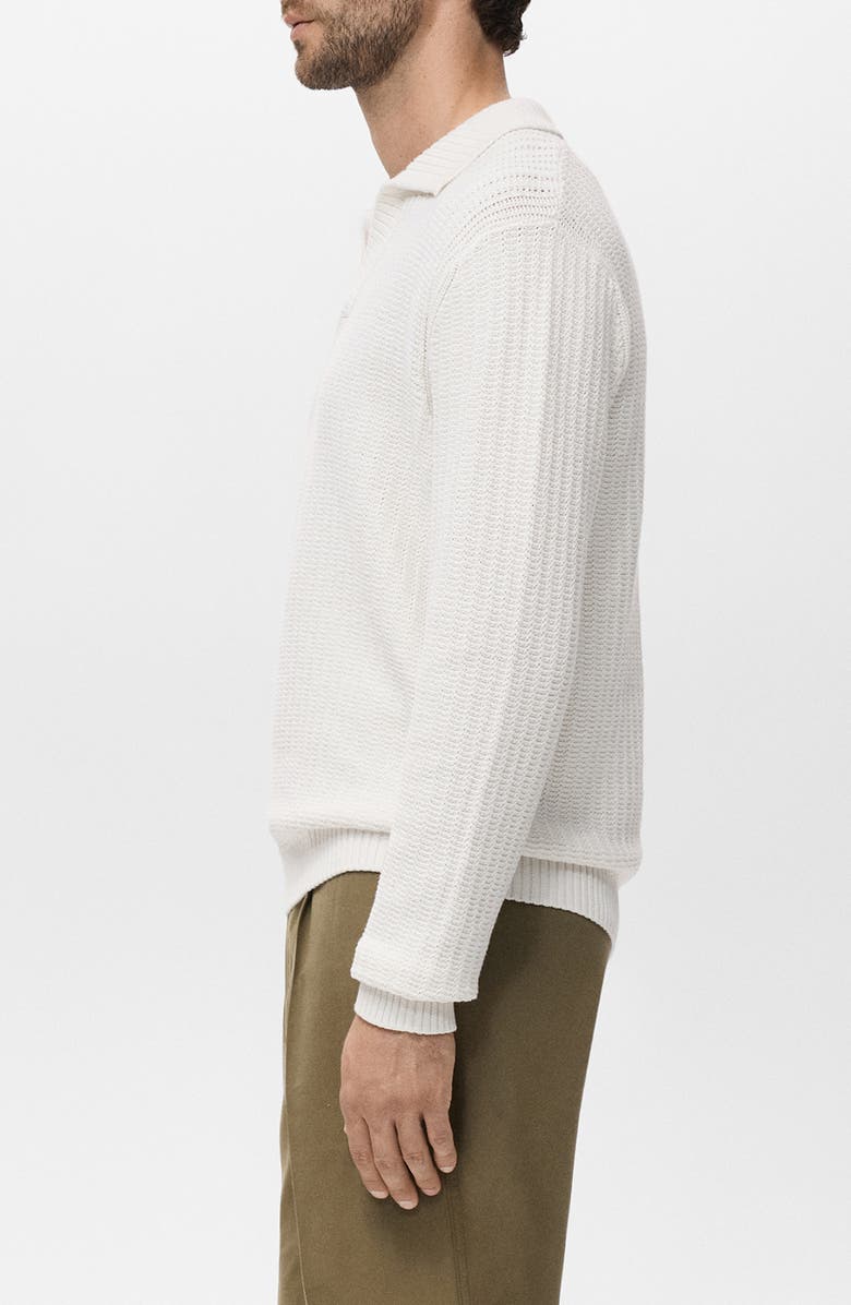 MANGO Structured Cotton Polo Sweater, Alternate, color, Off White