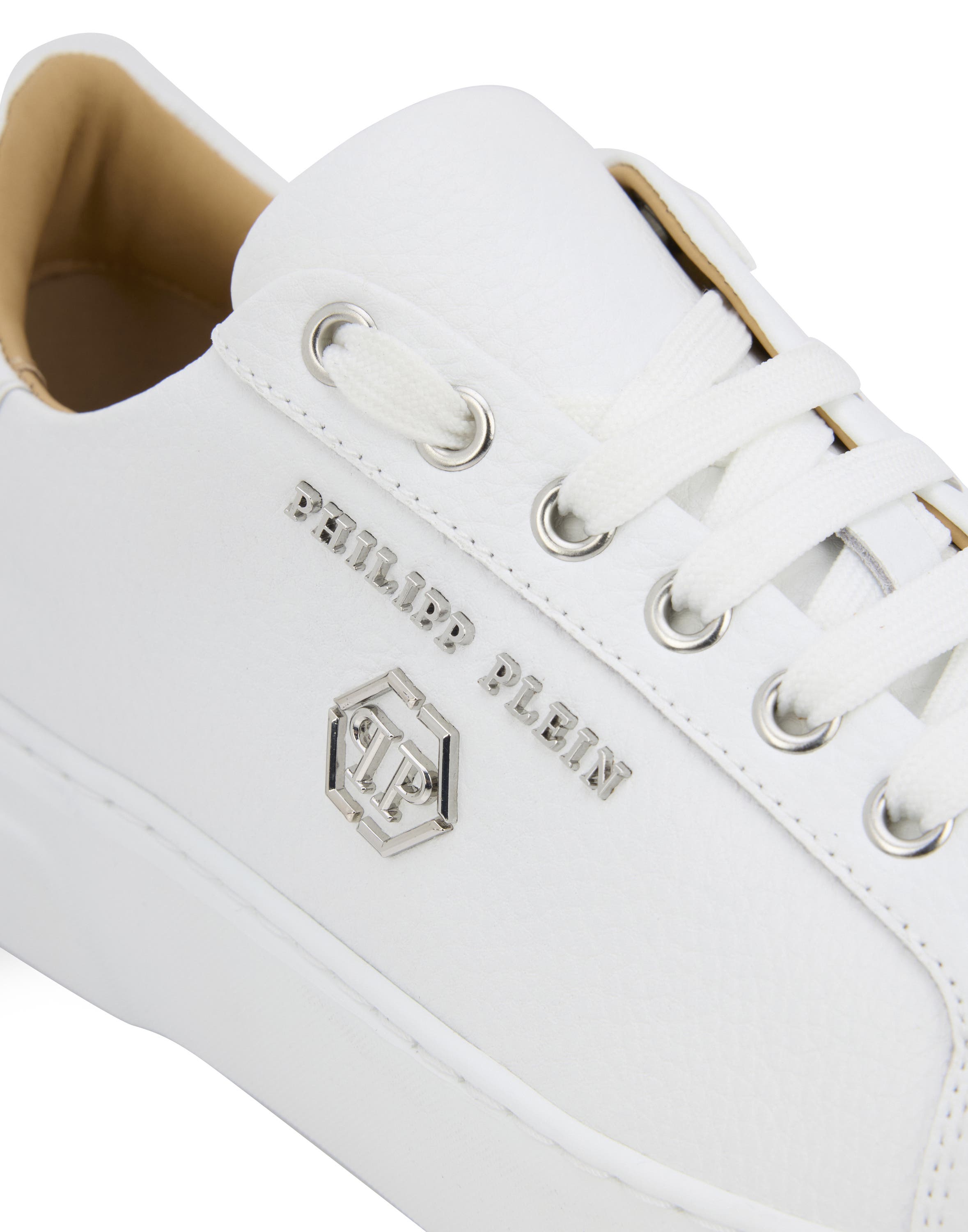 Leather Lo-Top Sneakers Hexagon Unisex, Alternate, color, white