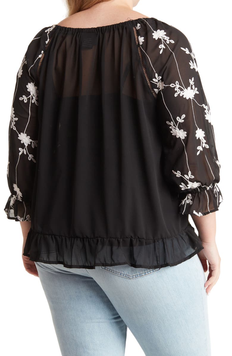 Forgotten Grace Embroidered Ruffle Trim Blouse, Alternate, color, 