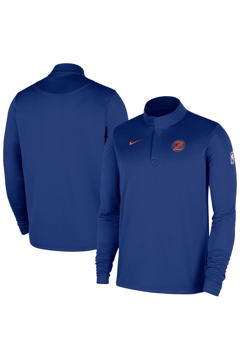 Men's Nike Blue New York Knicks 2025/26 Authentic Coaches Quarter