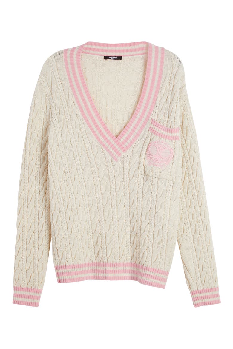 Cable Embroidered Tennis Sweater, Alternate, color, MULTI