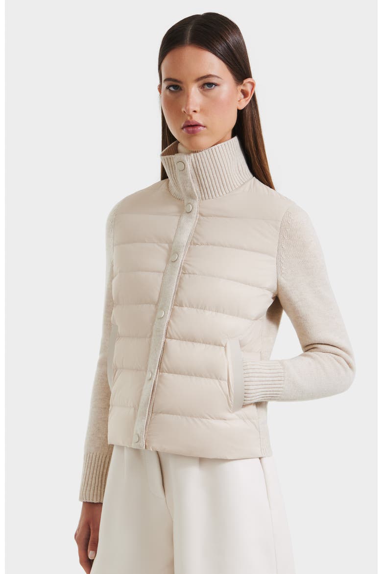 Ellie Hybrid Knit & Light Down Jacket, Alternate, color, Vanilla