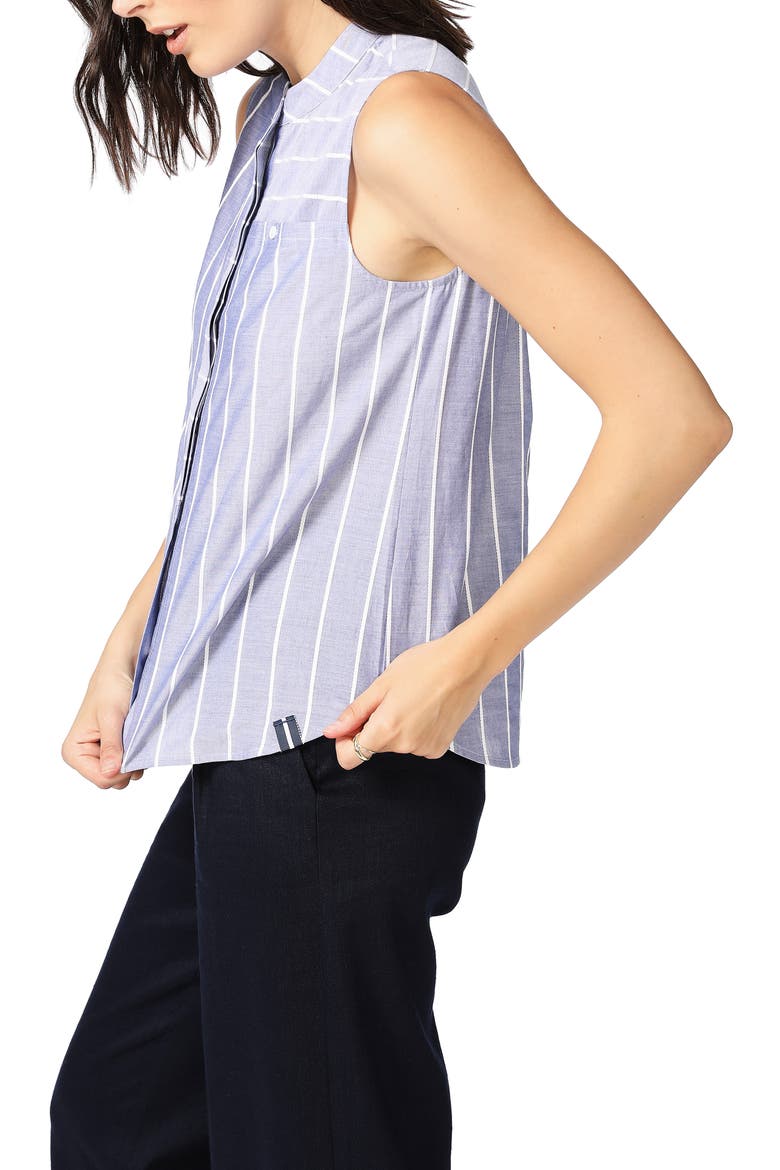 Rope Stripe Sleeveless Cotton Button-Up Blouse, Alternate, color, BLUE NIGHT