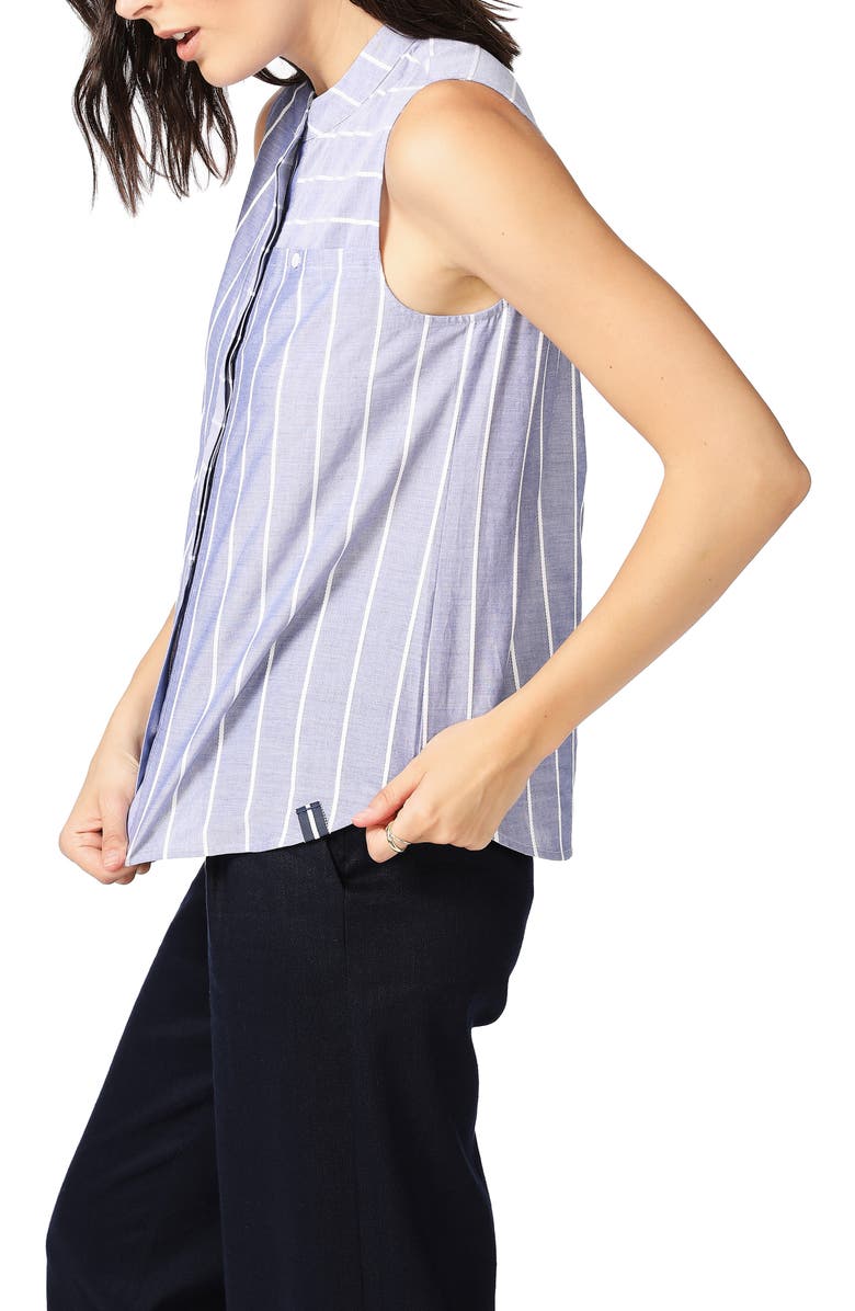 Court & Rowe Rope Stripe Sleeveless Cotton Button-Up Blouse, Alternate, color,