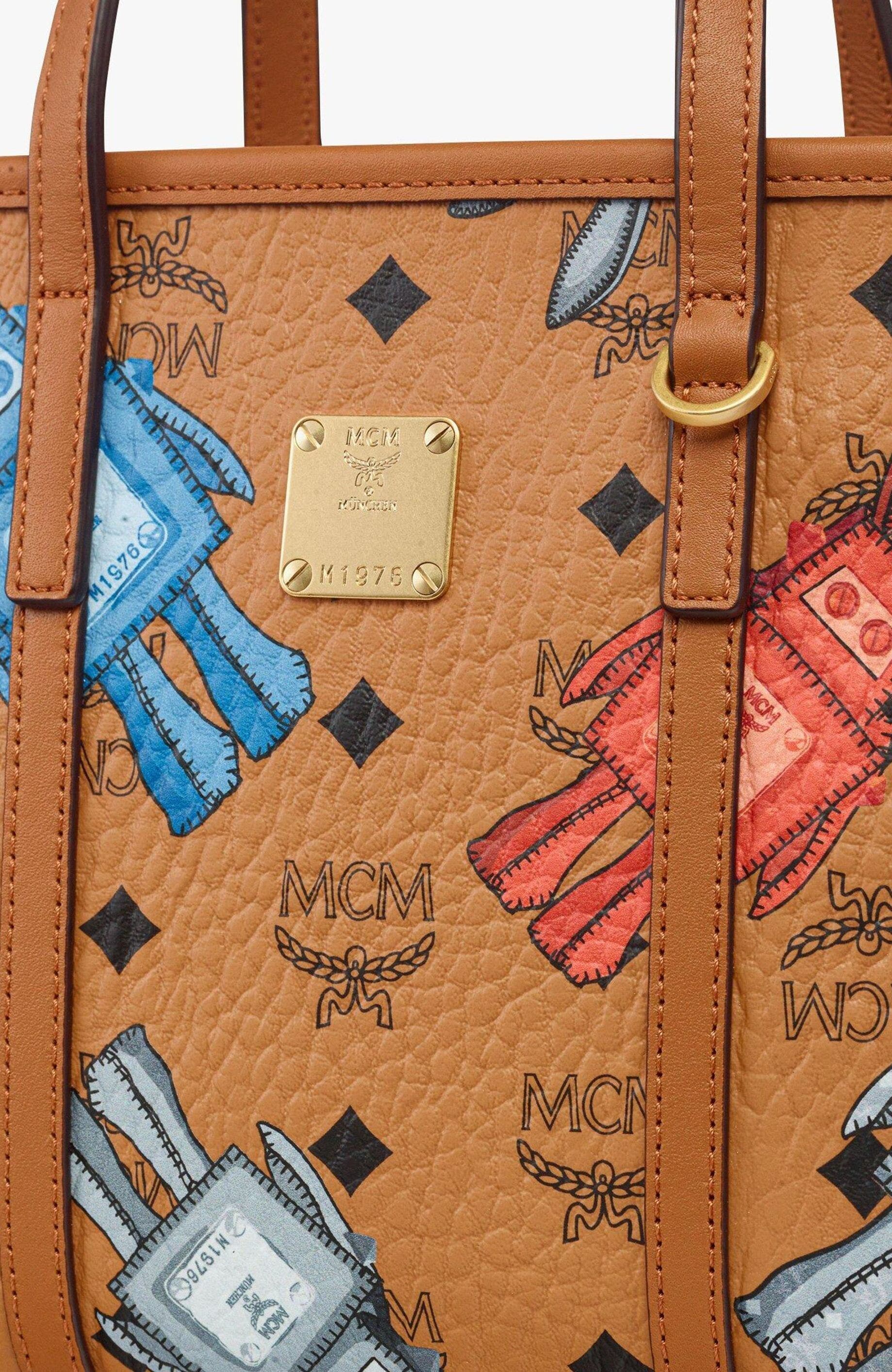 MCM Mini Toni Top-Zip Shopper in Rabot Visetos, Alternate, color, 