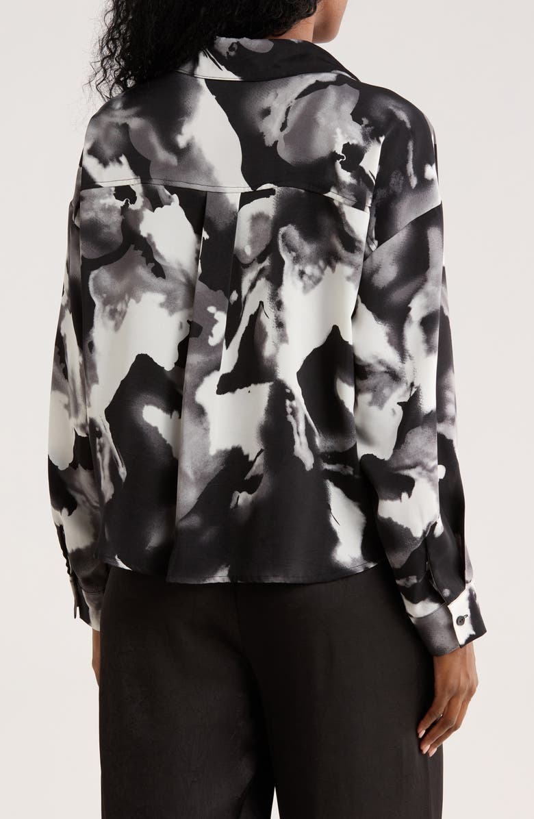 PATRIZIA LUCA Marble Button-Up Shirt, Alternate, color, Black