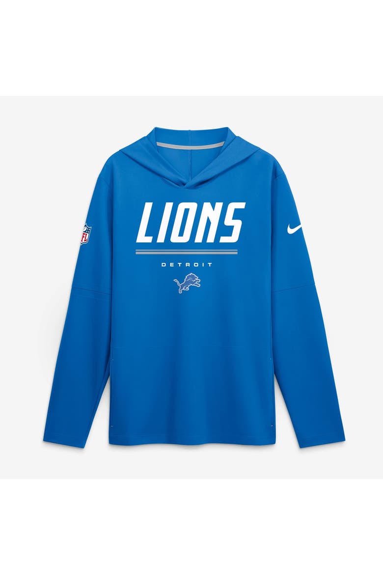 Men's Nike Blue Detroit Lions Big & Tall Sideline Game On Lightweight Hooded Long Sleeve Dri-FIT Top, Main, color, Blue