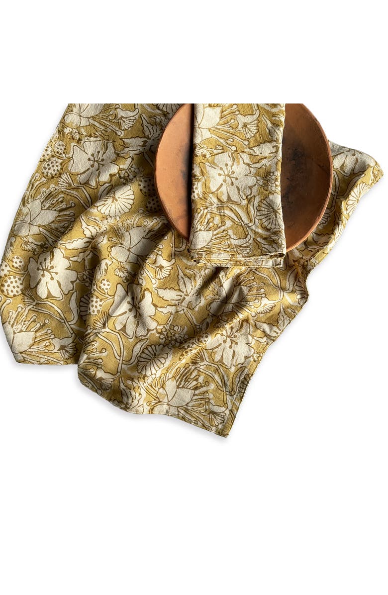 Ichcha Hand Block Print Cotton Napkins, Alternate, color, Gold