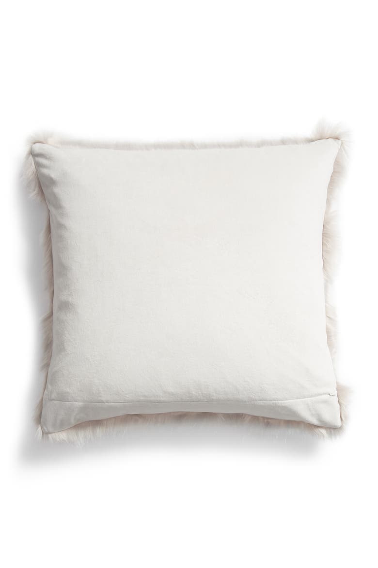 Stripe Faux Fur Accent Pillow, Alternate, color, GREY FOG